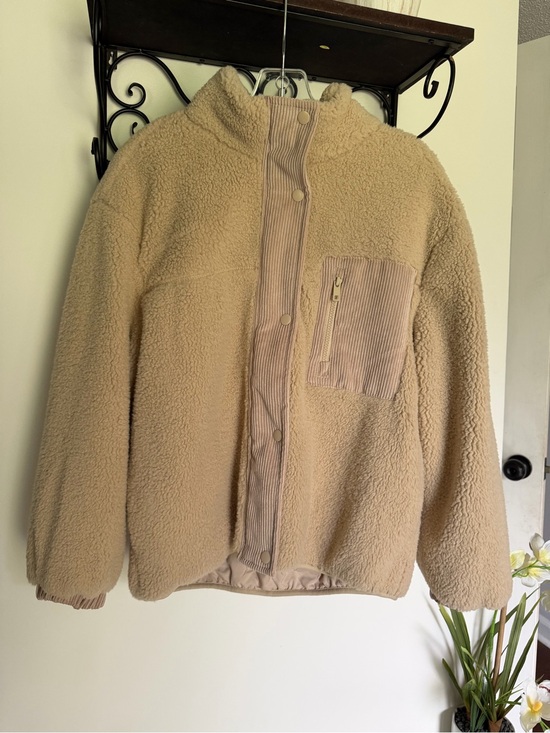 Love Tree Jackets & Blazers - Love Tree Beige Teddy Sherpa Jacket with Corduroy Trim